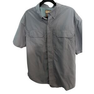 C.E Schmidt Workwear Fishing Shirt L Grey Vented Performance Button Front Oudoor